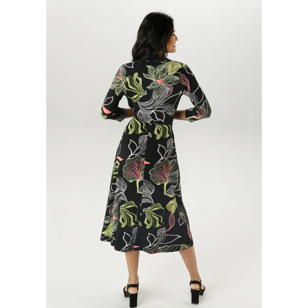 Aniston SELECTED Jerseykleid Mit V-Ausschnitt In Wickeloptik Und Bindedetail - NEUE KOLLEKTION