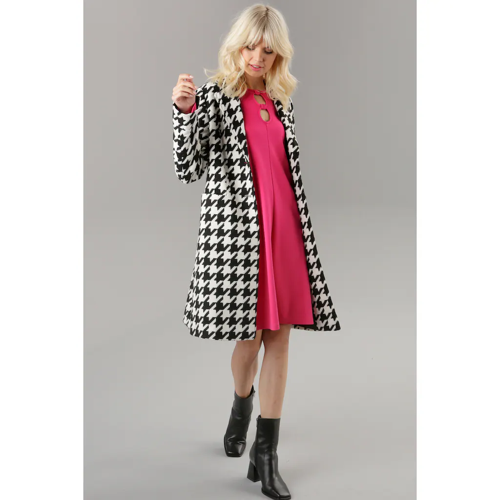 Aniston SELECTED Kurzmantel mit trendy Hahnentrittmuster