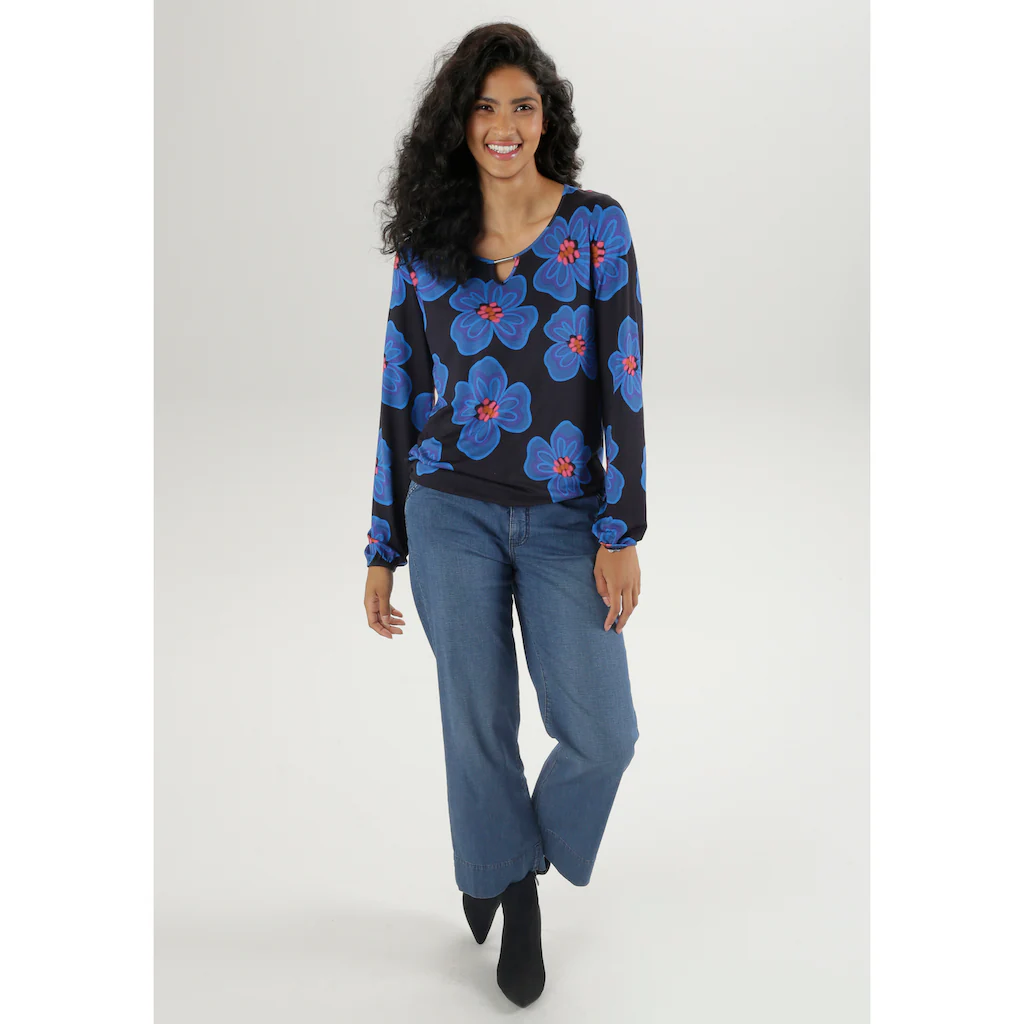 Aniston SELECTED Langarmshirt Mit Plakativem Blütendruck