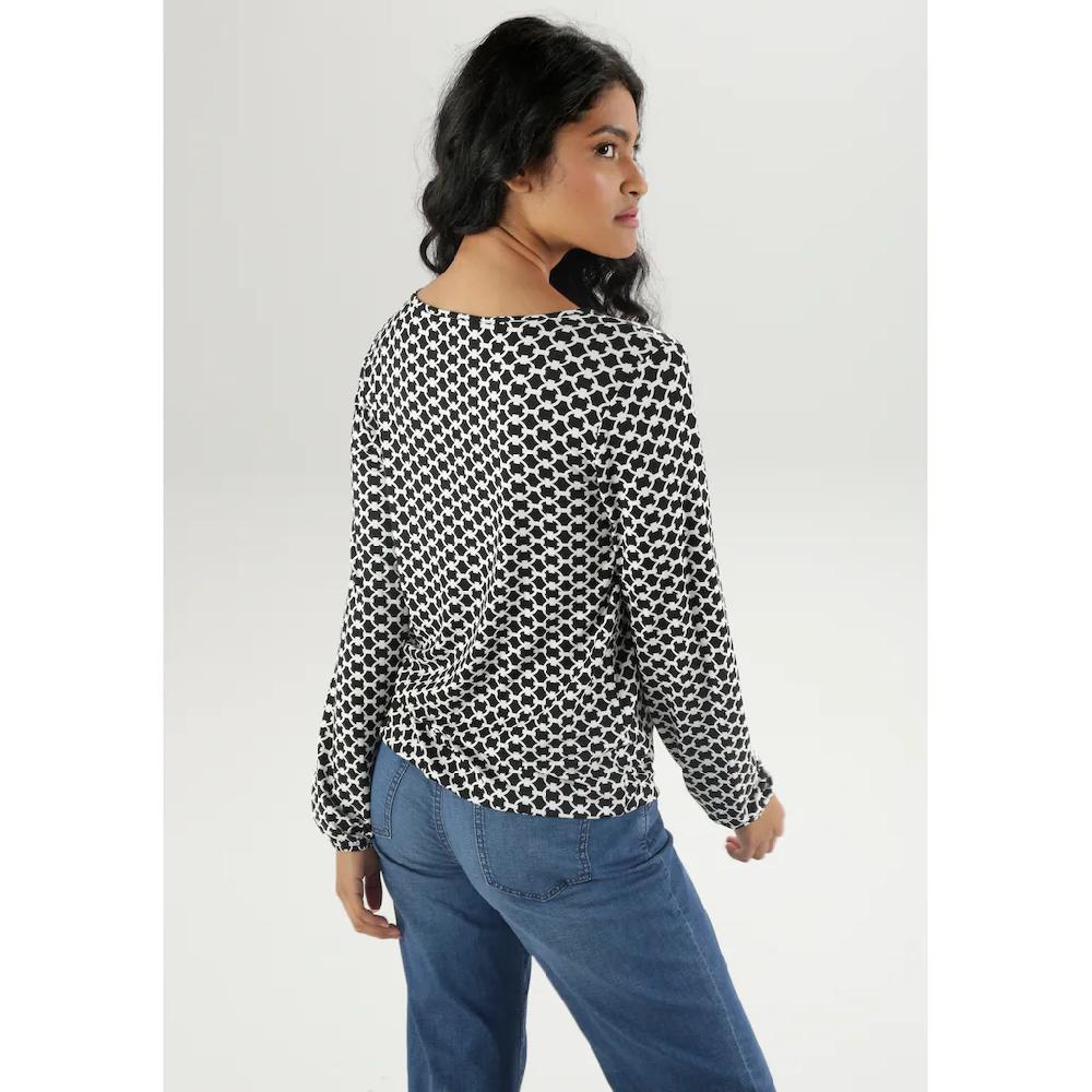 Aniston SELECTED Langarmshirt Mit Schmuckstäbchen Und Cut-Out Am Ausschnitt