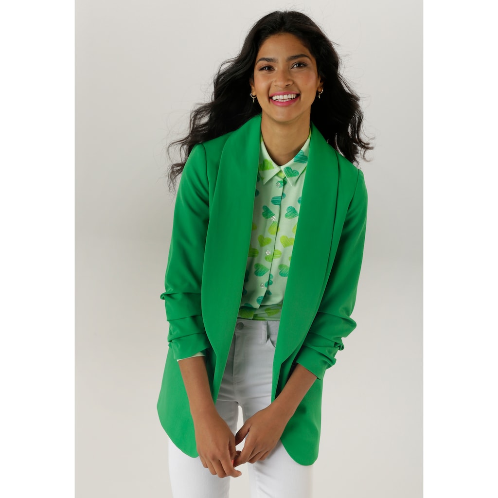 Aniston SELECTED Longblazer mit modischem Reverskragen und gerafften Ärmeln - NEUE KOLLEKTION