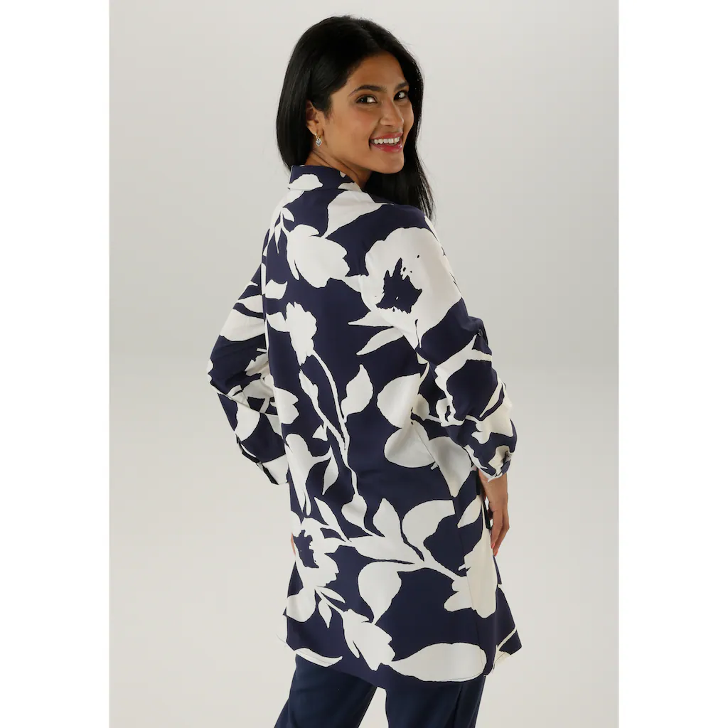 Aniston SELECTED Longbluse Mit Attraktiver Musterung Und Krempelbaren Ärmeln - NEUE KOLLEKTION