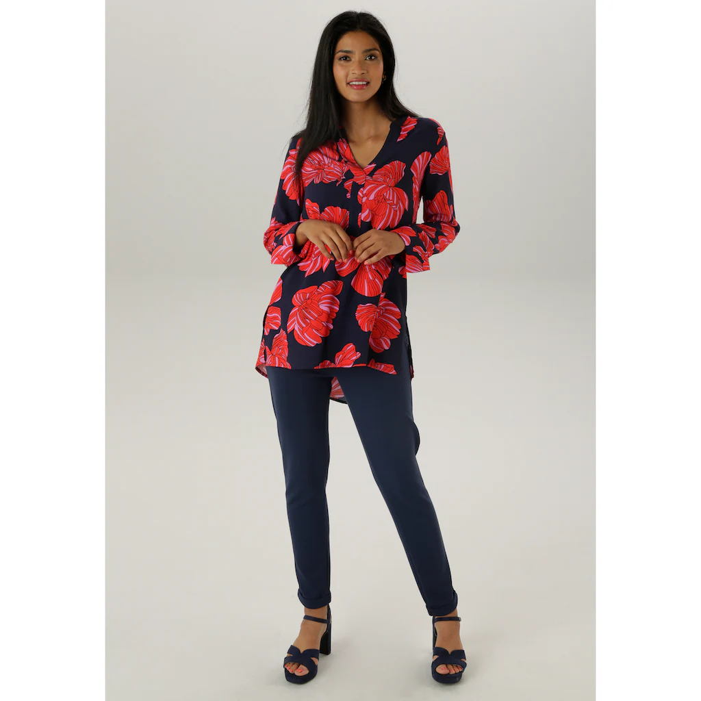 Aniston SELECTED Longbluse Mit Ausgefallenen Blütendruck - NEUE KOLLEKTION