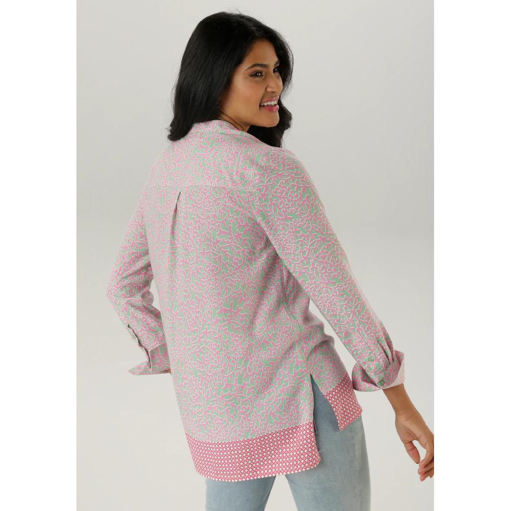 Aniston SELECTED Longbluse Mit Rankenmusterung Und Bordürendruck Am Saum - NEUE KOLLEKTION