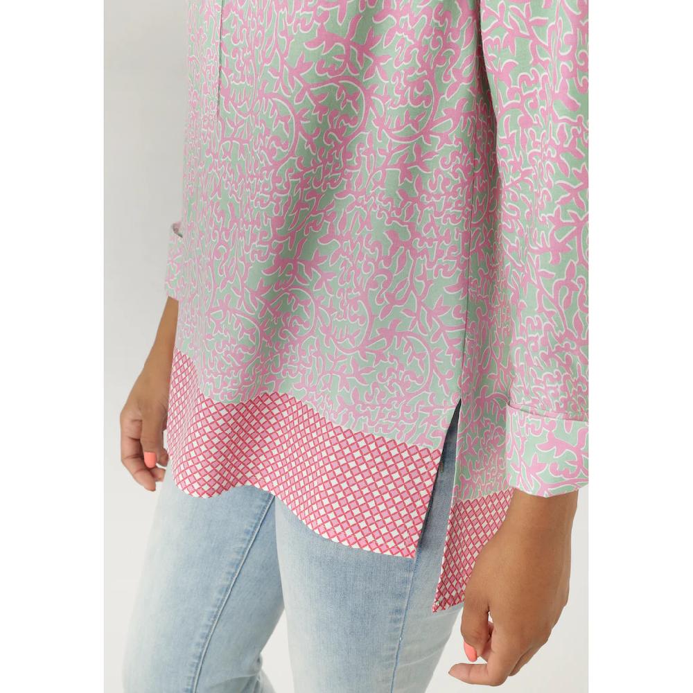 Aniston SELECTED Longbluse Mit Rankenmusterung Und Bordürendruck Am Saum - NEUE KOLLEKTION