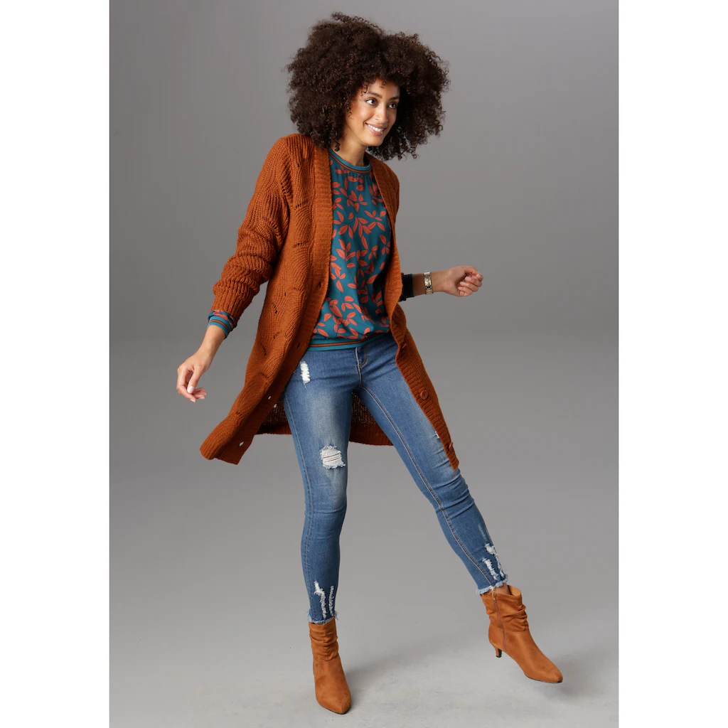 Aniston SELECTED Longstrickjacke Mit Lochstrick-Muster