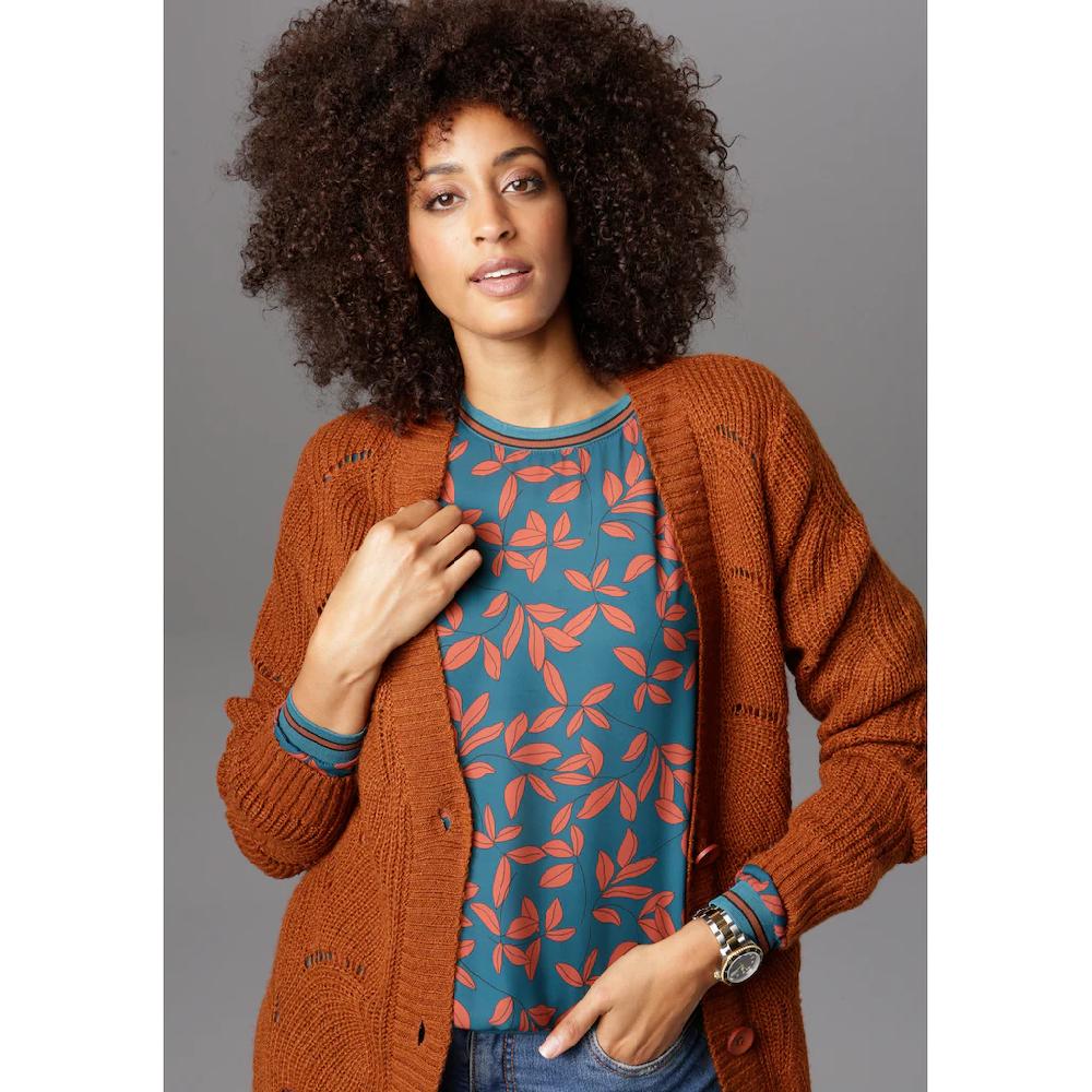 Aniston SELECTED Longstrickjacke mit Lochstrick-Muster