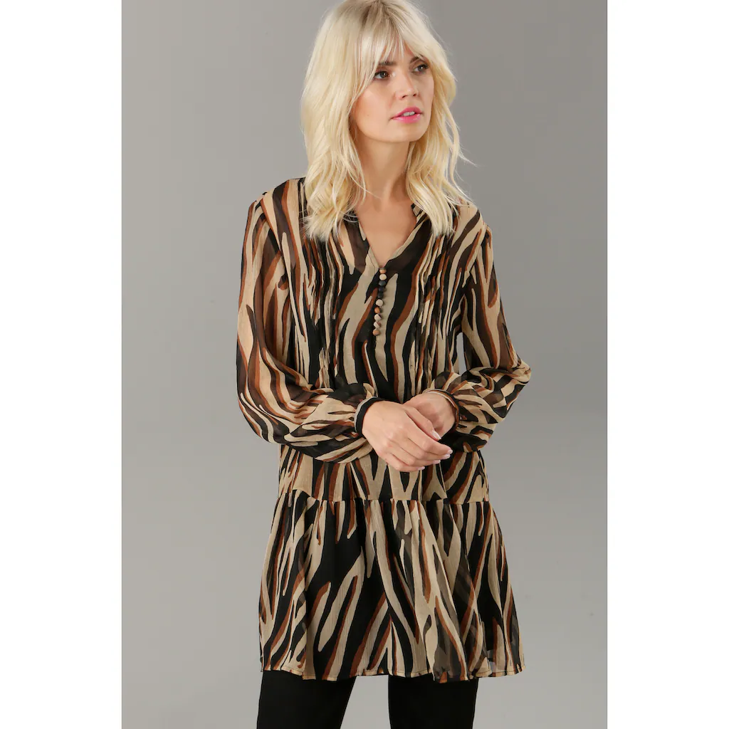 Aniston SELECTED Longtunika mit stoffbezogenen Knöpfen und Biesen