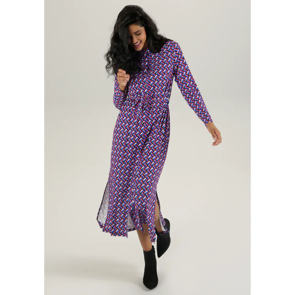 Aniston SELECTED Maxikleid (mit abnehmbarem Bindeband) mit Seitenschlitzen