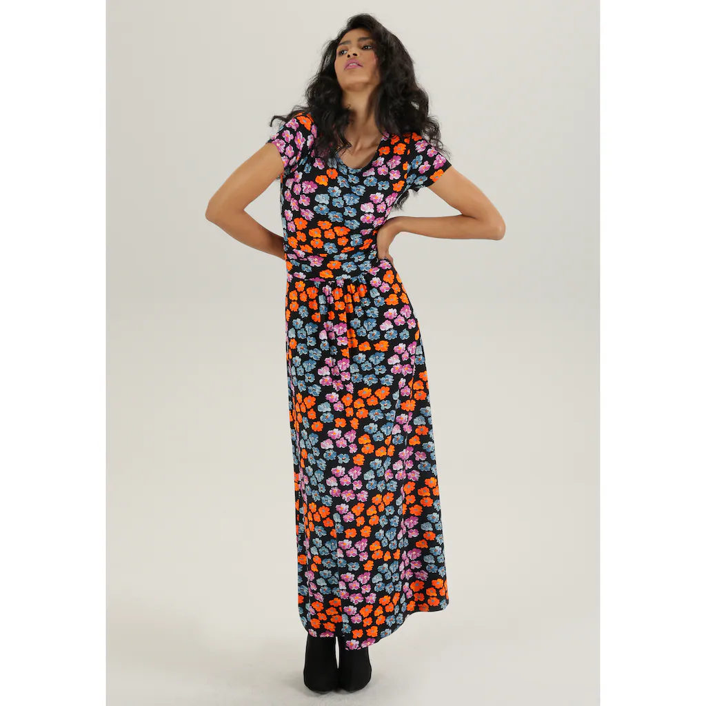 Aniston SELECTED Maxikleid mit figurbetonenden Raffungen in der Taille