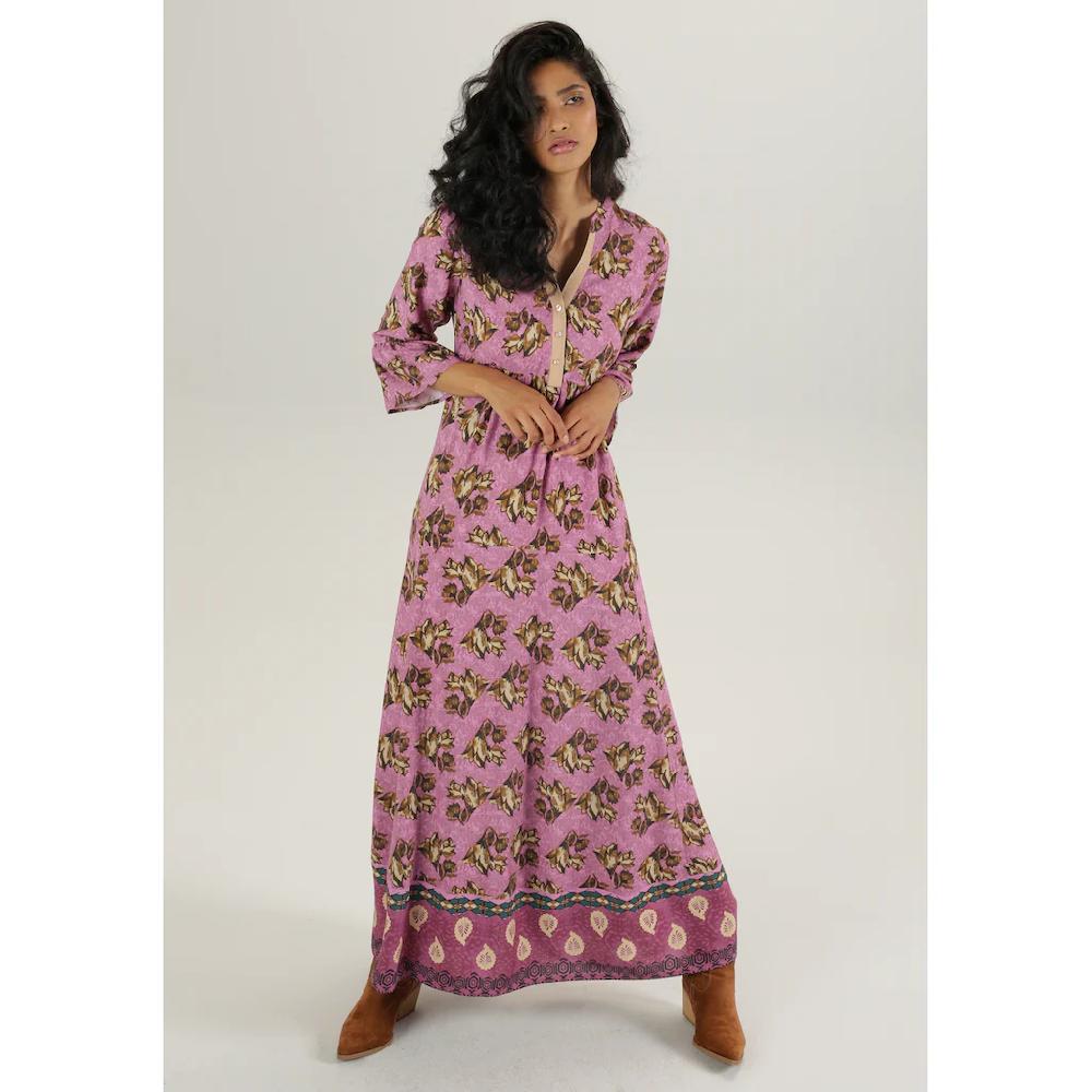 Aniston SELECTED Maxikleid mit glänzender Verzierung am Ausschnitt