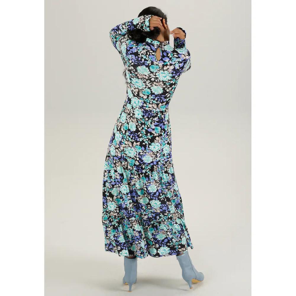 Aniston SELECTED Maxikleid Mit Romantischem Rosendruck Und Rüschenverzierung