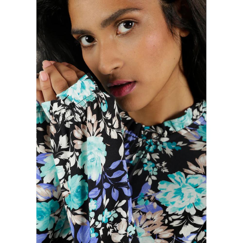 Aniston SELECTED Maxikleid Mit Romantischem Rosendruck Und Rüschenverzierung