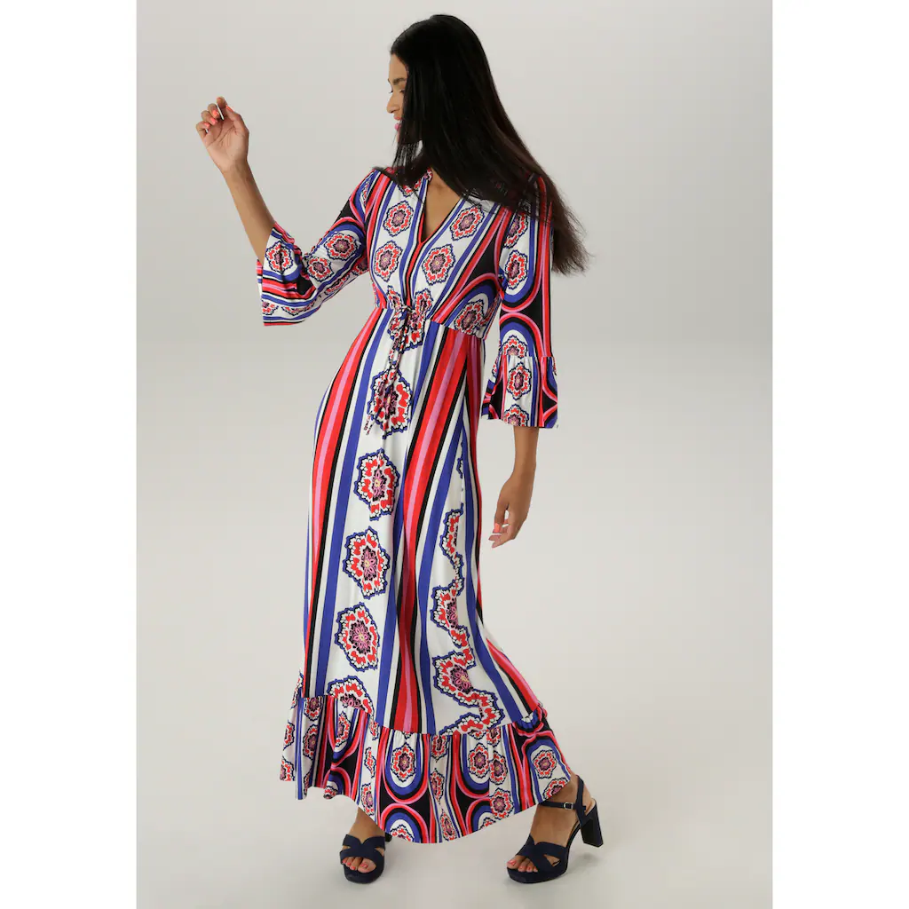 Aniston SELECTED Maxikleid Mit Volant An Den 3/4-langen Ärmeln Und Am Saum - NEUE KOLLEKTION