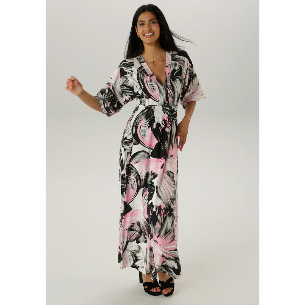 Aniston SELECTED Maxikleid mit weiten 3/4-langen Ärmeln und fantasievollem Druck