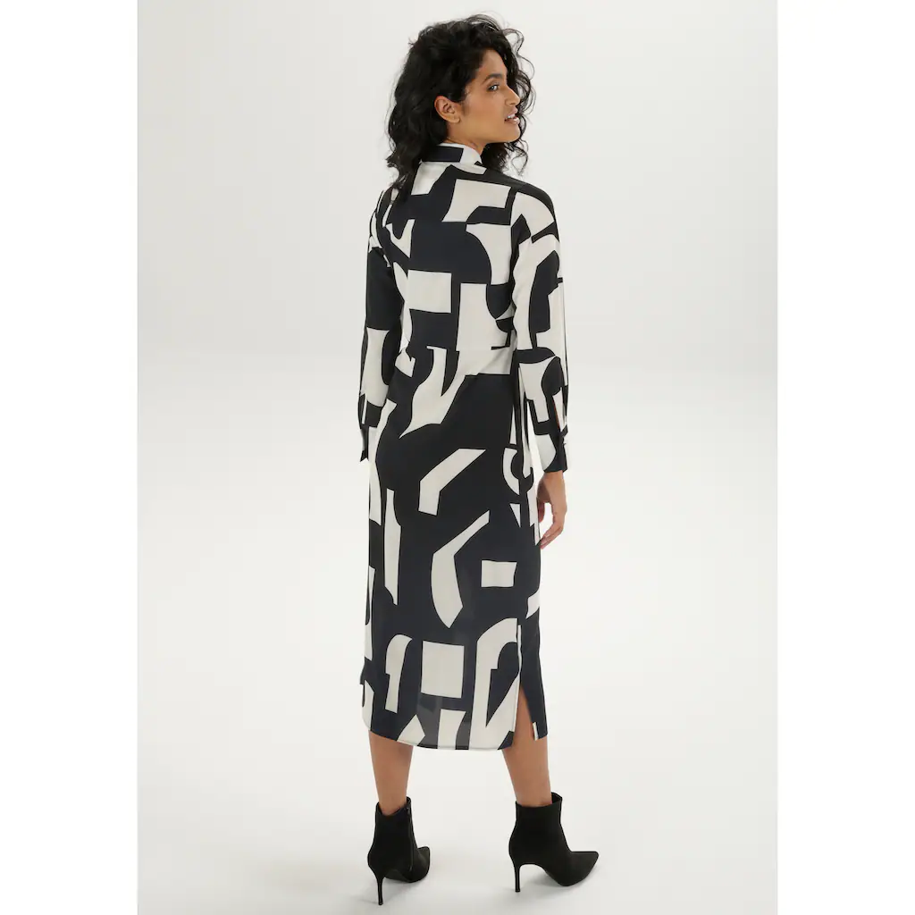 Aniston SELECTED Midikleid Hemdblusenkleid Mit Seitlichem Bindedetail