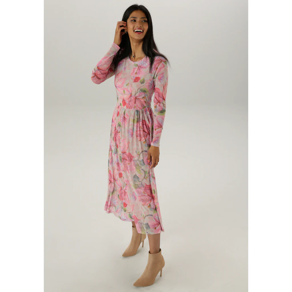 Aniston SELECTED Midikleid In Mesh-Qualität Und Floralem Muster - NEUE KOLLEKTION