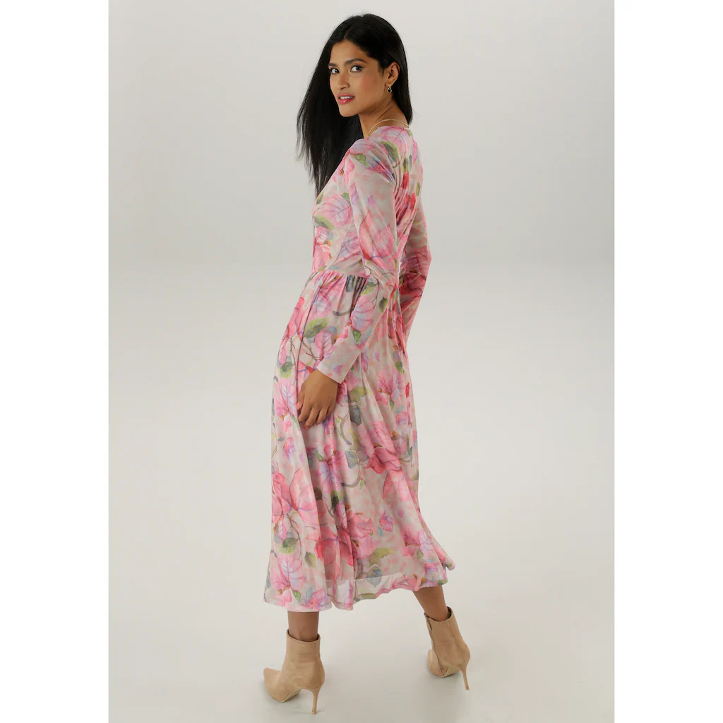 Aniston SELECTED Midikleid In Mesh-Qualität Und Floralem Muster - NEUE KOLLEKTION