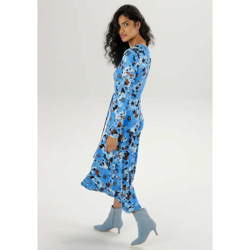 Aniston SELECTED Midikleid (mit Abnehmbarem Bindeband) Mit Dekorativen Ziernähten