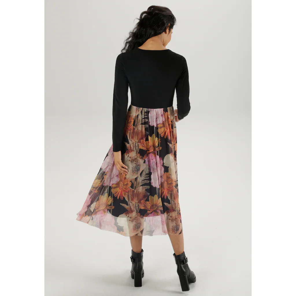 Aniston SELECTED Midikleid Mit Raffung Am V-Ausschnitt