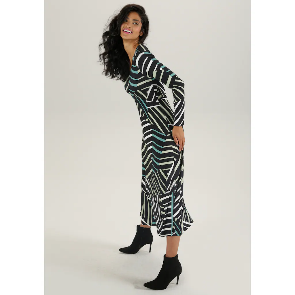 Aniston SELECTED Midikleid Mit Smok-Details Und Streifendruck