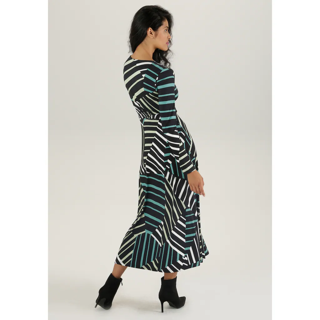 Aniston SELECTED Midikleid Mit Smok-Details Und Streifendruck