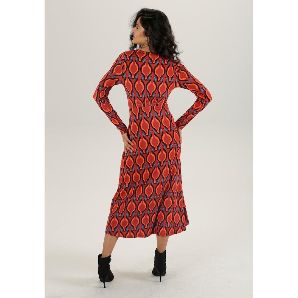 Aniston SELECTED Midikleid Mit Smok-Einsätzen Und Retro-Druck