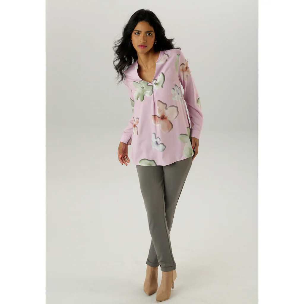 Aniston SELECTED Schlupfbluse Mit Ausdrucksvollen Und Malerischen Blumendruck - NEUE KOLLEKTION