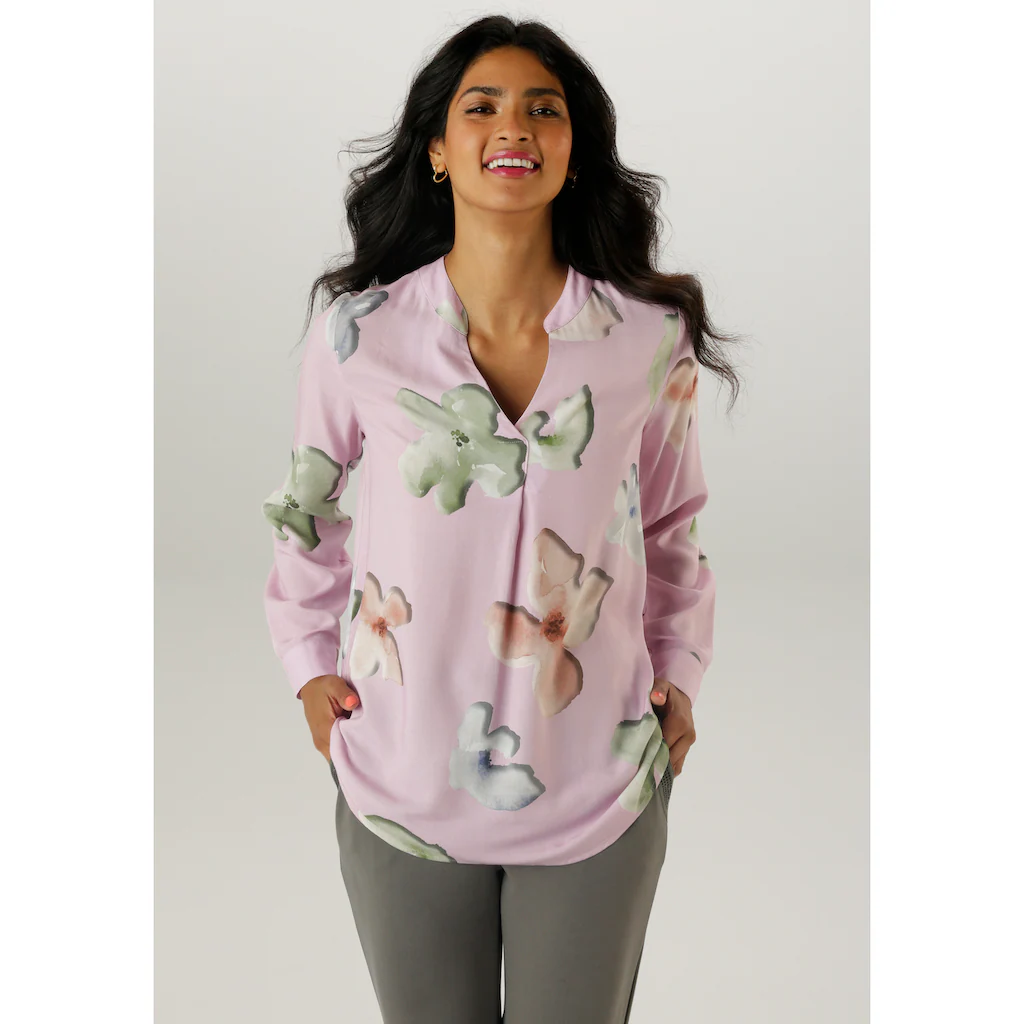 Aniston SELECTED Schlupfbluse mit ausdrucksvollen und malerischen Blumendruck - NEUE KOLLEKTION