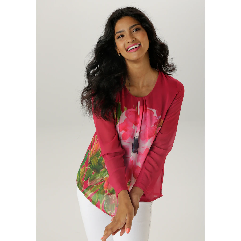 Aniston SELECTED Schlupfbluse mit blickdichtem Jerseyfutter - NEUE KOLLEKTION