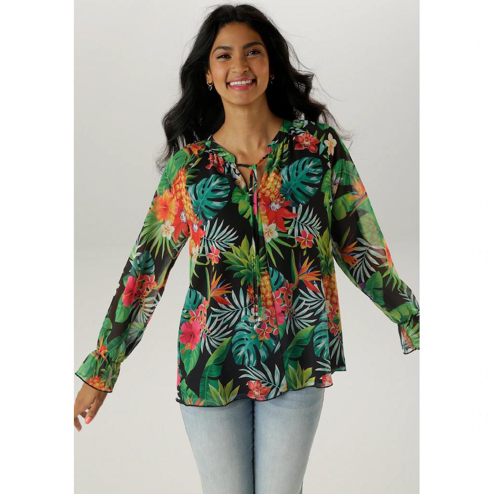 Aniston SELECTED Schlupfbluse Mit Blickdichtem Jerseyfutter - NEUE KOLLEKTION