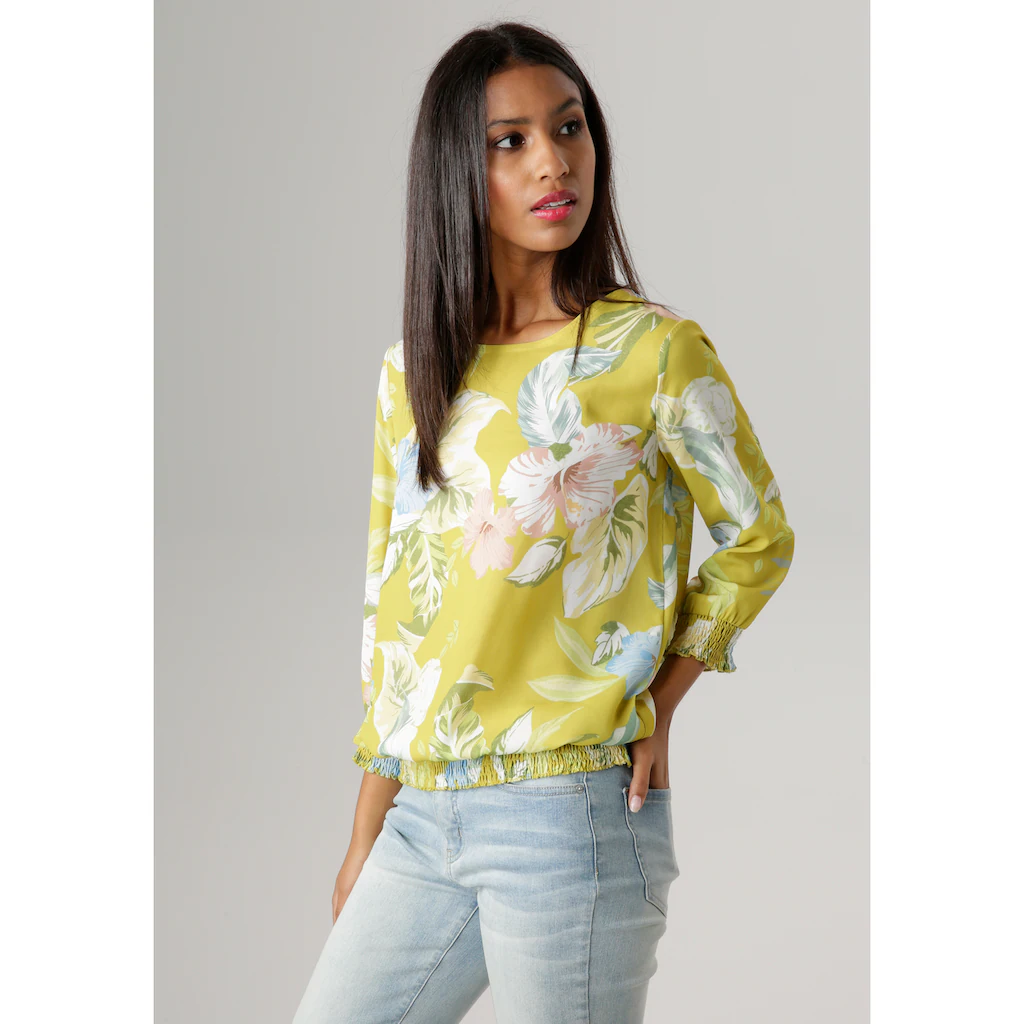 Aniston SELECTED Schlupfbluse mit großem Blätter- und Blumendruck