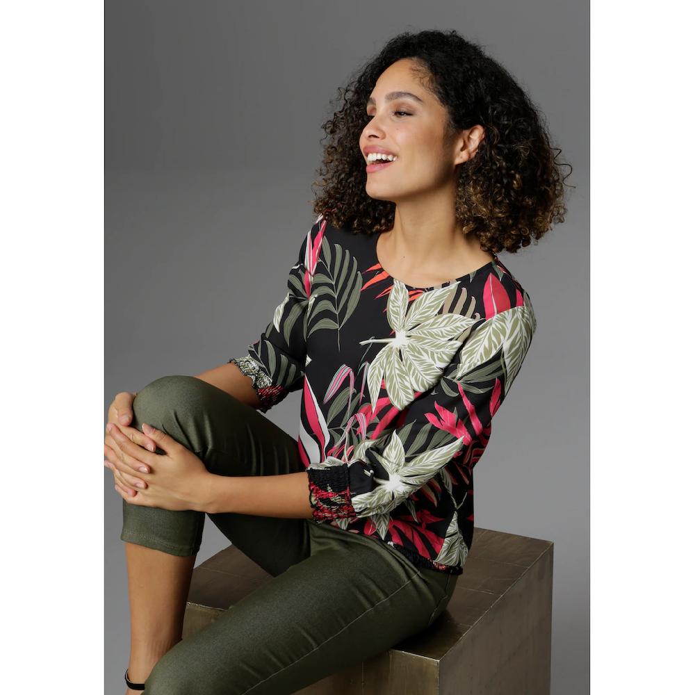 Aniston SELECTED Schlupfbluse mit Smok-Abschlüssen