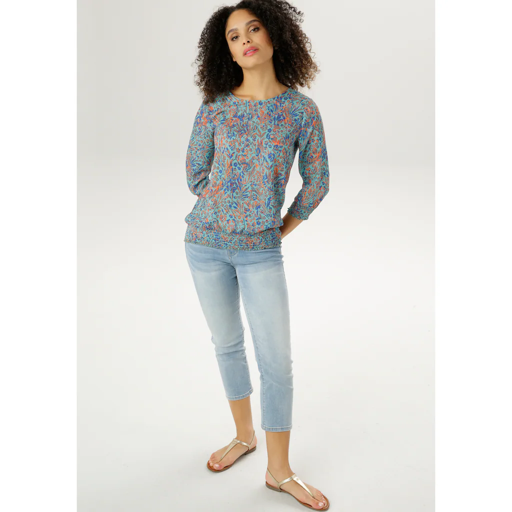 Aniston SELECTED Schlupfbluse Mit Smok-Bündchen