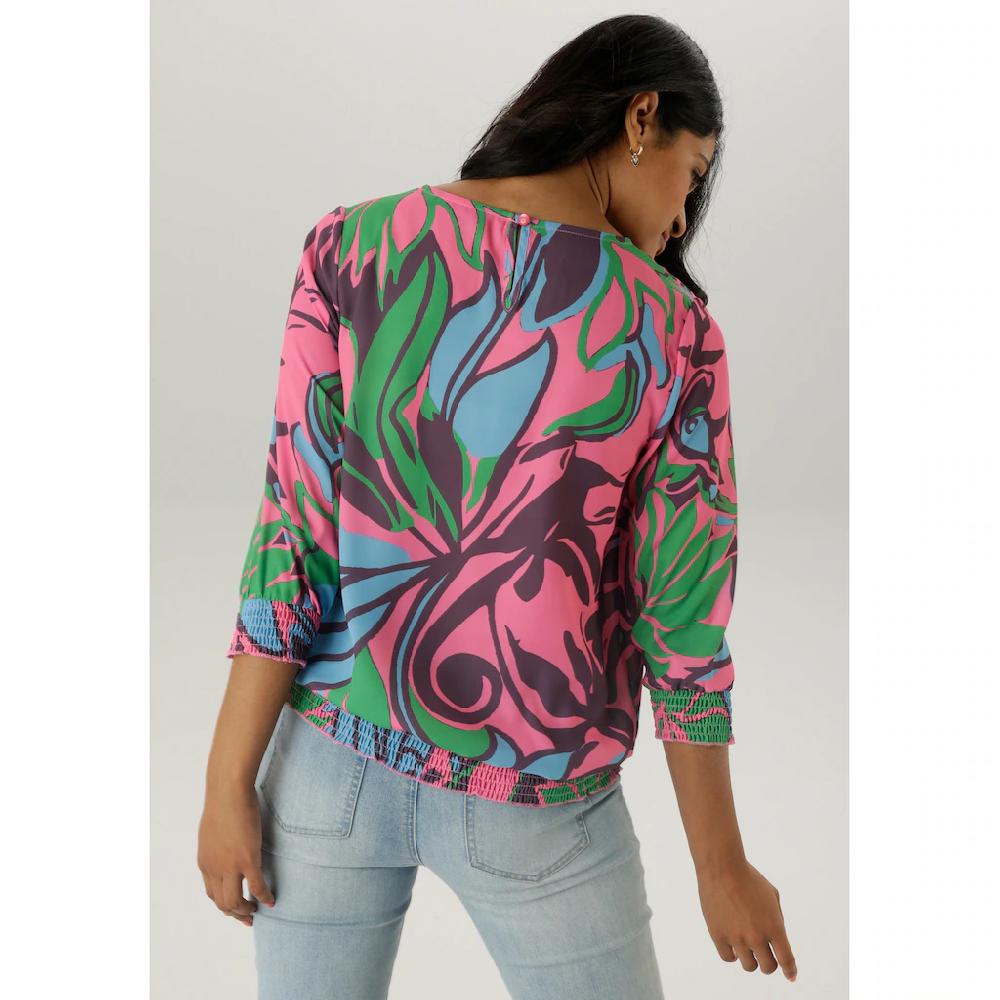 Aniston SELECTED Schlupfbluse Mit Smokbündchen Und Graphischen Druck - NEUE KOLLEKTION