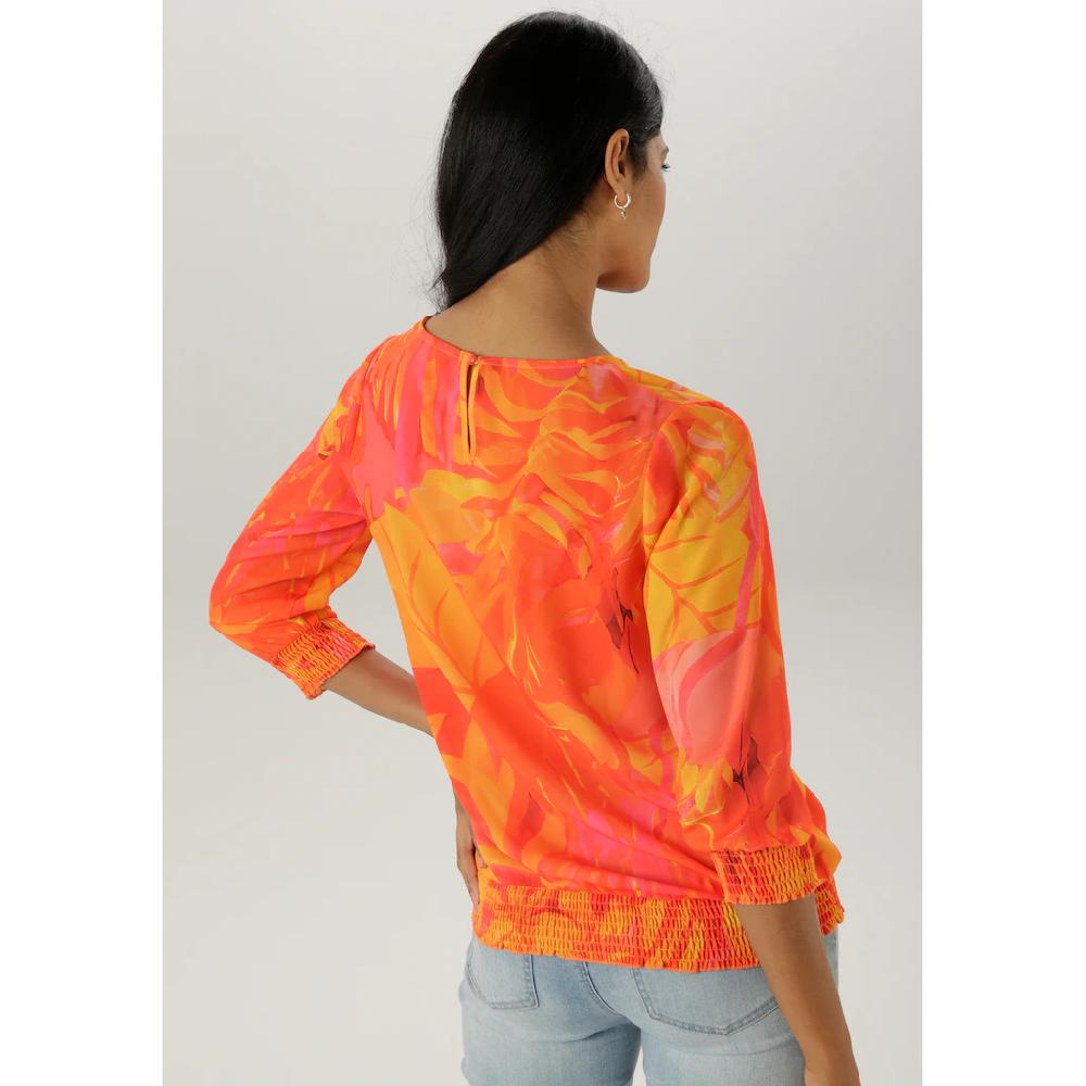 Aniston SELECTED Schlupfbluse Mit Smokbündchen Und Allover Blumenmuster - NEUE KOLLEKTION