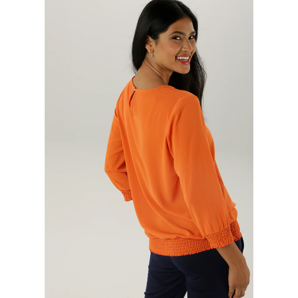 Aniston SELECTED Schlupfbluse Mit Smokbündchen Und Allover Blumenmuster - NEUE KOLLEKTION