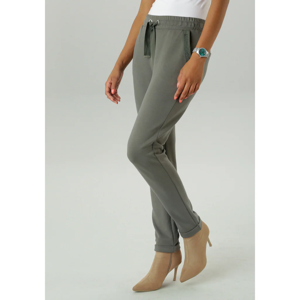 Aniston SELECTED Schlupfhose Mit Glitzersteinen An Den Eingriffstaschen - NEUE KOLLEKTION