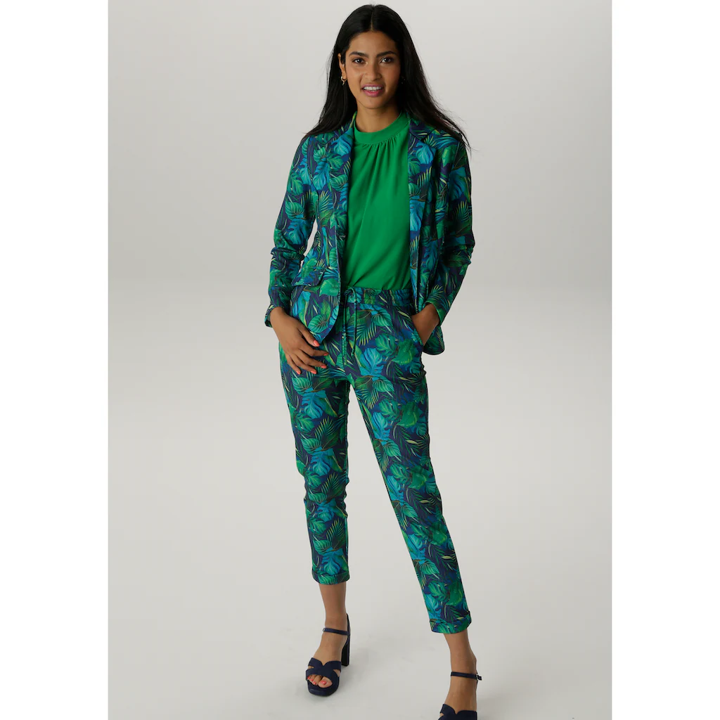 Aniston SELECTED Schlupfhose Mit Großflächigem Und Abstraktem Blättermuster - NEUE KOLLEKTION