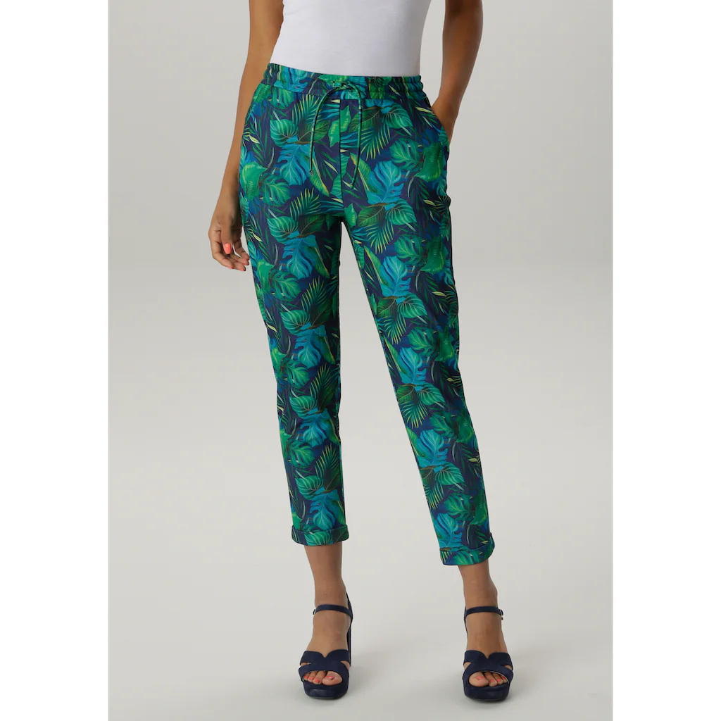 Aniston SELECTED Schlupfhose mit großflächigem und abstraktem Blättermuster - NEUE KOLLEKTION