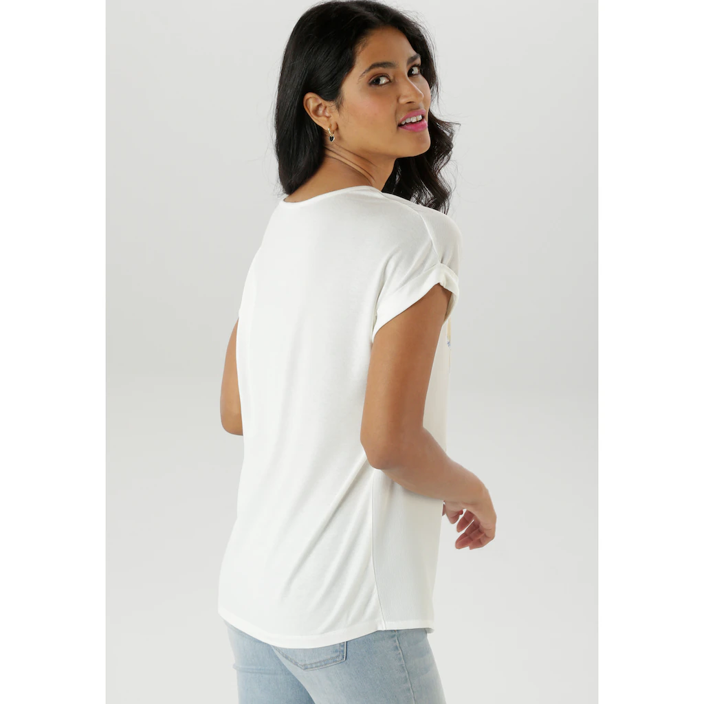 Aniston SELECTED Shirtbluse Teilweise Mit Glänzenden Goldfarbenen Folienprint - NEUE KOLLEKTION