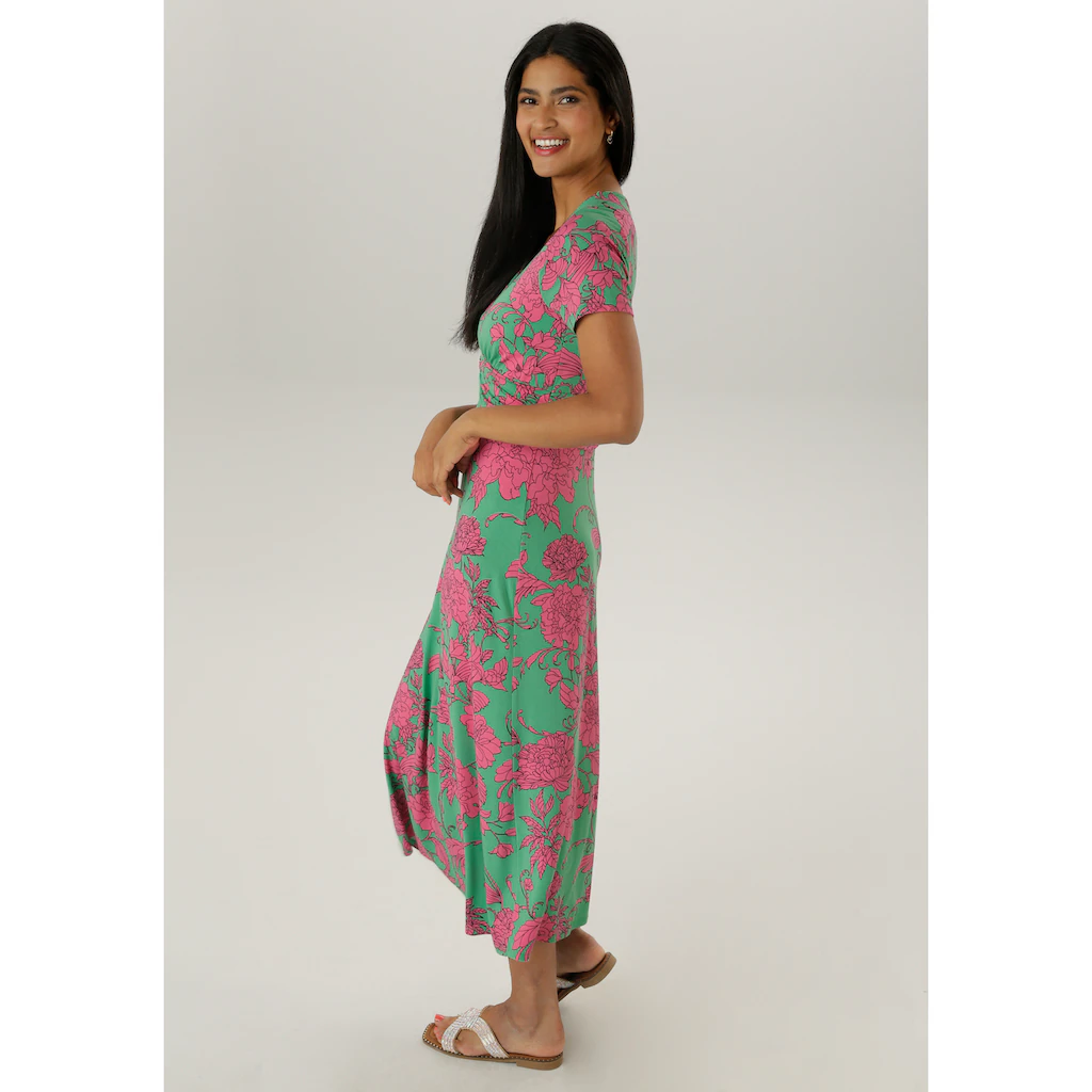 Aniston SELECTED Sommerkleid Mit Abstrakten Blüten- Und Blätterdruck - NEUE KOLLEKTION