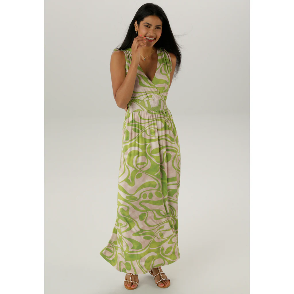 Aniston SELECTED Sommerkleid Mit Breiten Trägern Zum Raffen -NEUE KOLLEKTION