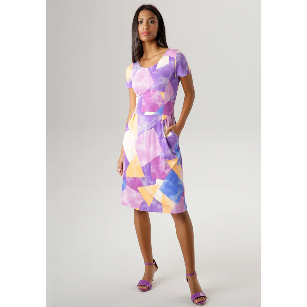 Aniston SELECTED Sommerkleid Mit Farbenfrohem Druck Und Praktischen Taschen