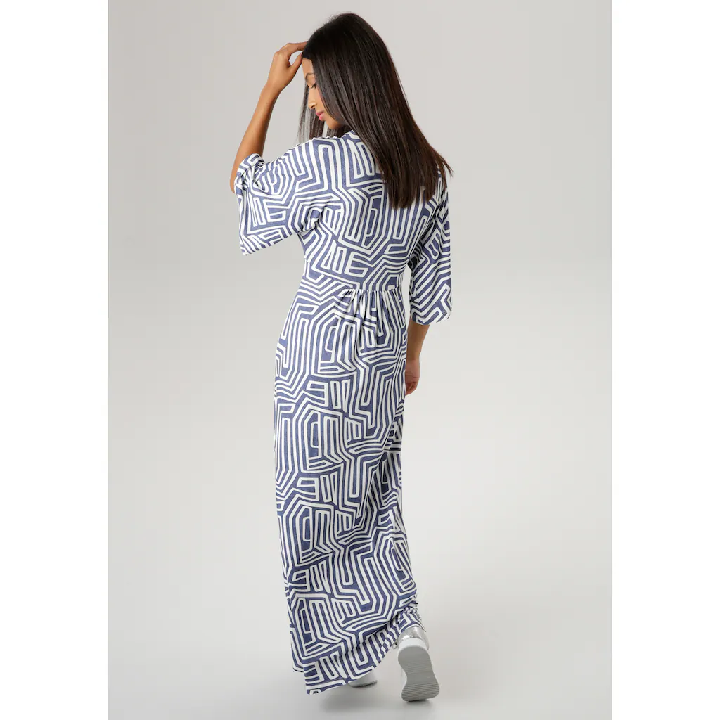 Aniston SELECTED Sommerkleid Mit Grafischem Druck In Jeansfarbe