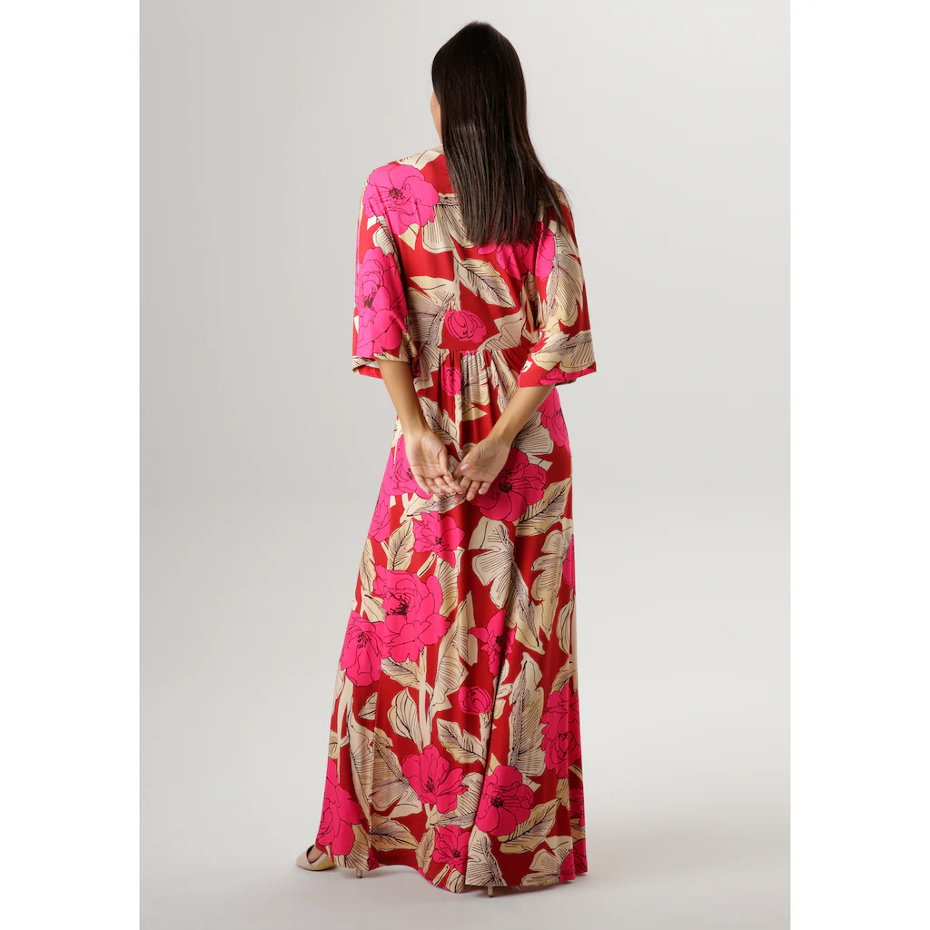 Aniston SELECTED Sommerkleid Mit Großflächigem Blüten- Und Blätterdruck