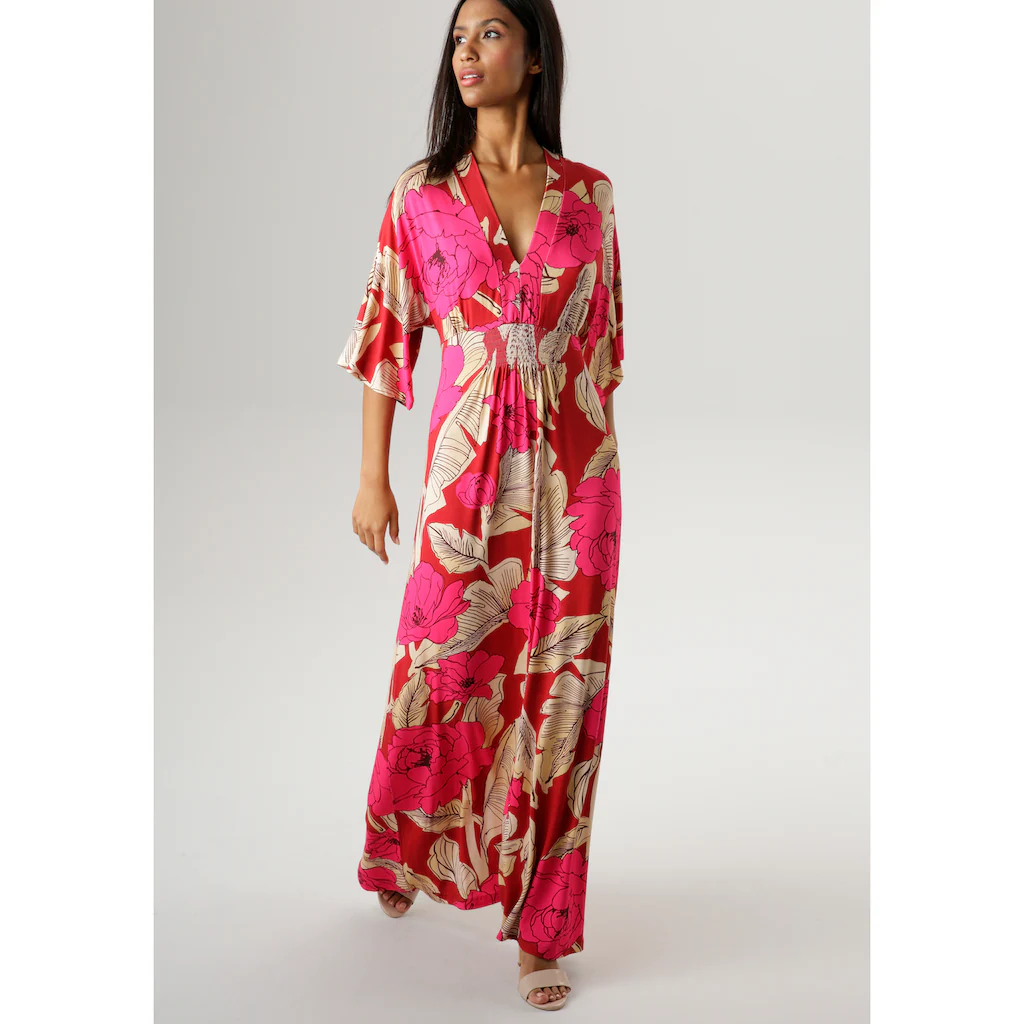 Aniston SELECTED Sommerkleid Mit Großflächigem Blüten- Und Blätterdruck