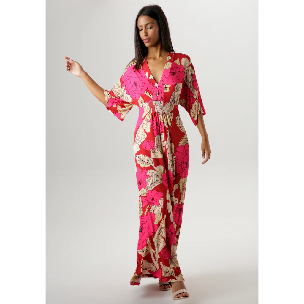 Aniston SELECTED Sommerkleid mit großflächigem Blüten- und Blätterdruck Aniston SELECTED Sommerkleid mit großflächigem Blüten- und Blätterdruck