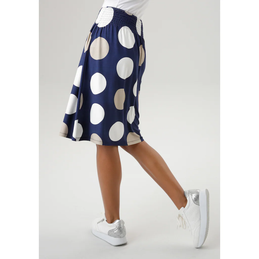 Aniston SELECTED Sommerrock Mit Gesmoktem Bund Und Punkte-Druck