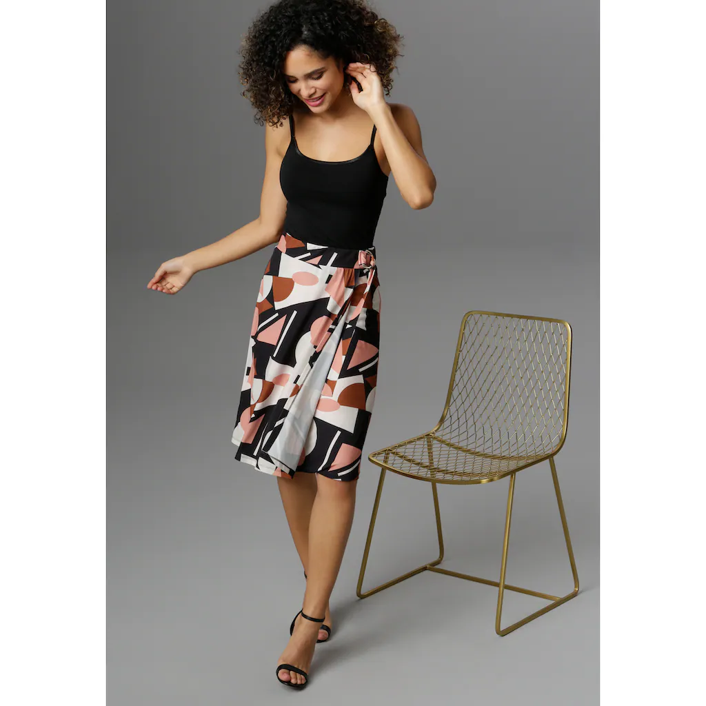 Aniston SELECTED Sommerrock Mit Schnallen Und Grafischem Druck